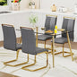 Glass Dining Table Set for 4,5 Piece Dining Table and Chairs Set，Modern Kitchen Dining Room Table with 4 Black PU Leather