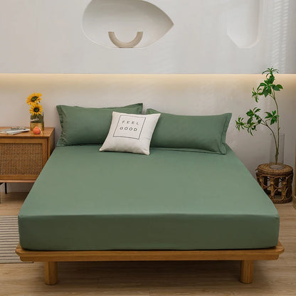 Solid Color Fitted Sheet with 2 Pillowcase Hotel Luxury Deep Pocket Sheet Soft Microfiber Breathable & Comfy Bed Sheet Set, Twin