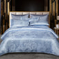 Floral Jacquard Satin Duvet Cover Set Queen 3 Piece Luxury Silk Like Bedding Comforter Covers with Zipper Closure & Corner Ties