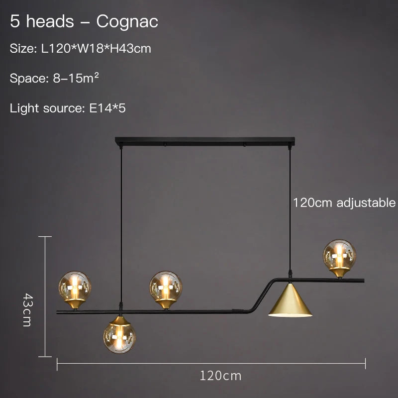 Nordic Black LED Chandelier For Living Room Kitchen Modern Home Indoor Ceiling Lighting Fixtures Glass Ball E14 Hanging Lamps