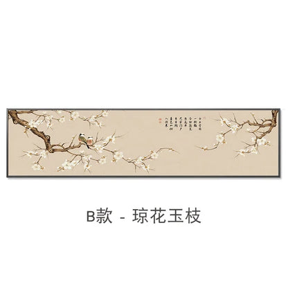 New Chinese Zen Flower and Bird Bedhead Painting Living Room Decoration Painting Sofa Background Wall Mural Painting Home Decor