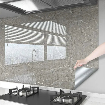80cm Width Oil Proof Wall Stickers Waterproof Foil Wallpaper Marble Self Adhesive Mould Proof Sticker for Kitchen Bathroom Decor