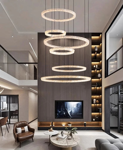 Modern ring stairs led lights pendant light lamps for living room led Chandeliers for dining room hanging light indoor lighting