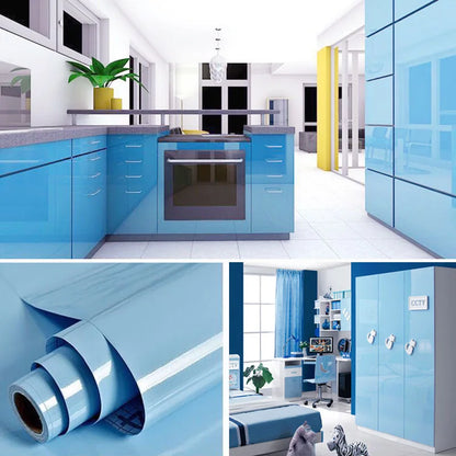 80cm Solid Color Decorative Film PVC Self Adhesive Wall Paper Furniture Renovation Stickers Kitchen Cabinet Waterproof Wallpaper