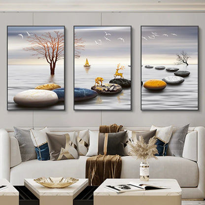 3 Nordic Luxury Ribbon Abstract Wall Art Landscape Modern Poster Print Picture Living Room Home Decorative Painting