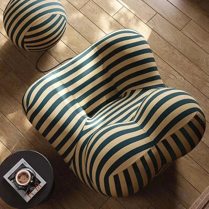 Luxury Mom's Embrace Bean Bag Sofa with Ottoman Modern Striped Cozy Seating for Living Room Bedroom Lounge Chair Decor Furniture