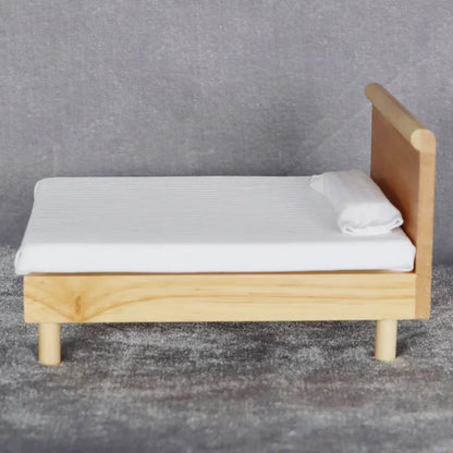 1:12 Scale Miniature Dollhouse Double Bed Mini Bedroom Wardrobe Furniture for OB11 BJD Doll Accessories Toy
