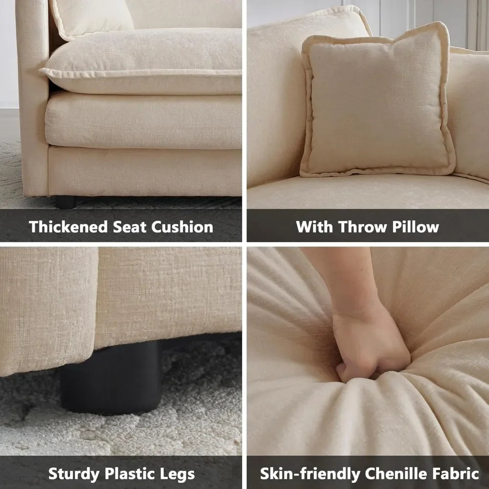 Luxury oversized 3-piece sofa set, 2-piece 2-seater and 1-piece 3-seater sofas, modern and comfortable cloud sofa set
