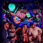 Blacklight Mushroom Tapestry UV Reactive Hippie Skull Tapestries Wall Hanging Eyes Forest Tapestry Glow In The Dark Posters