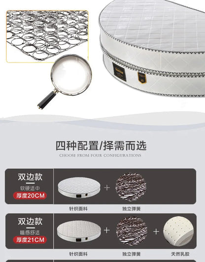 Cozy Spring Round Mattresses Hard Foldable Folding Queen Round Mattress King Size Sleeping Colchon Plegable Bedroom Furniture