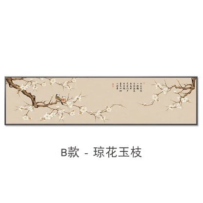 New Chinese Zen Flower and Bird Bedhead Painting Living Room Decoration Painting Sofa Background Wall Mural Painting Home Decor