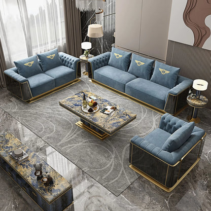 Modern Luxury Sectional Genuine Leather Sofa Set Modular Living Room Furniture Comfortable Chesterfield Sofa for Home Villa