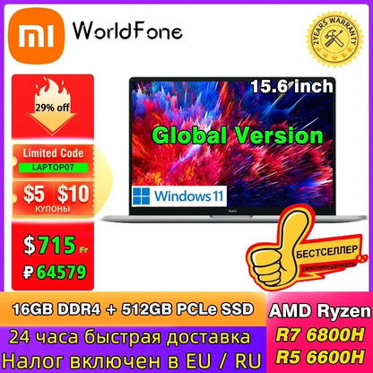 Xiaomi Laptop Redmi Book Pro 15 Ryzen R7-7840HS/R7 6800H 16G RAM 512G/1T 15.6Inch 3.2K 120Hz New Mi Notebook