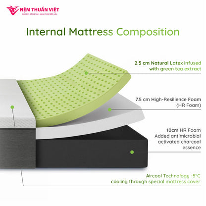 King Size Skin-Friendly Eco Friendly Massage Hybrid Natural Latex With Memory Foam Mattress Elastic Hotels Factory in VietNam