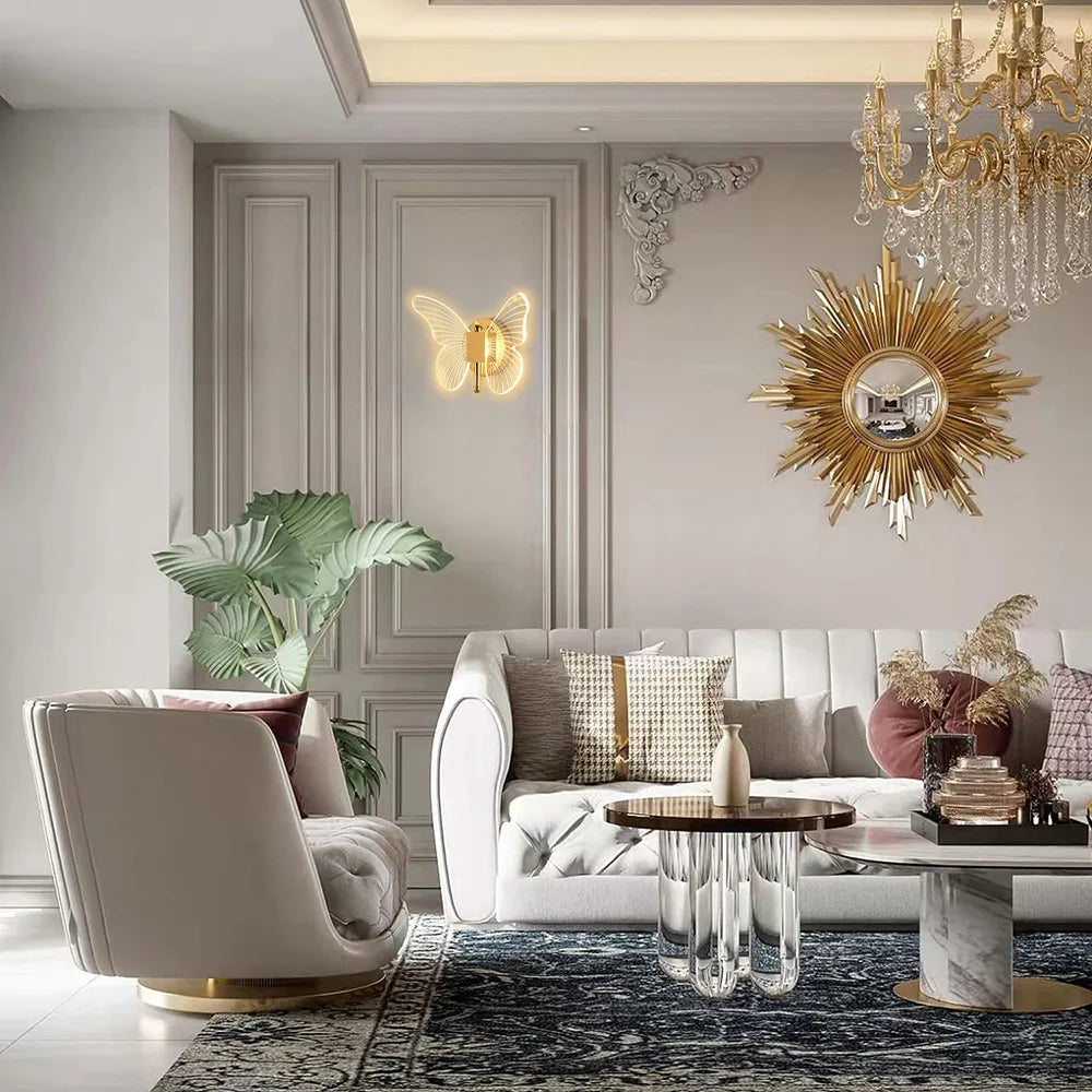 LED Butterfly Wall Lamp Indoor Lighting Home Bedroom Modern Butterfly Wall Lamp Creative Living Room Decoration Ceiling Light