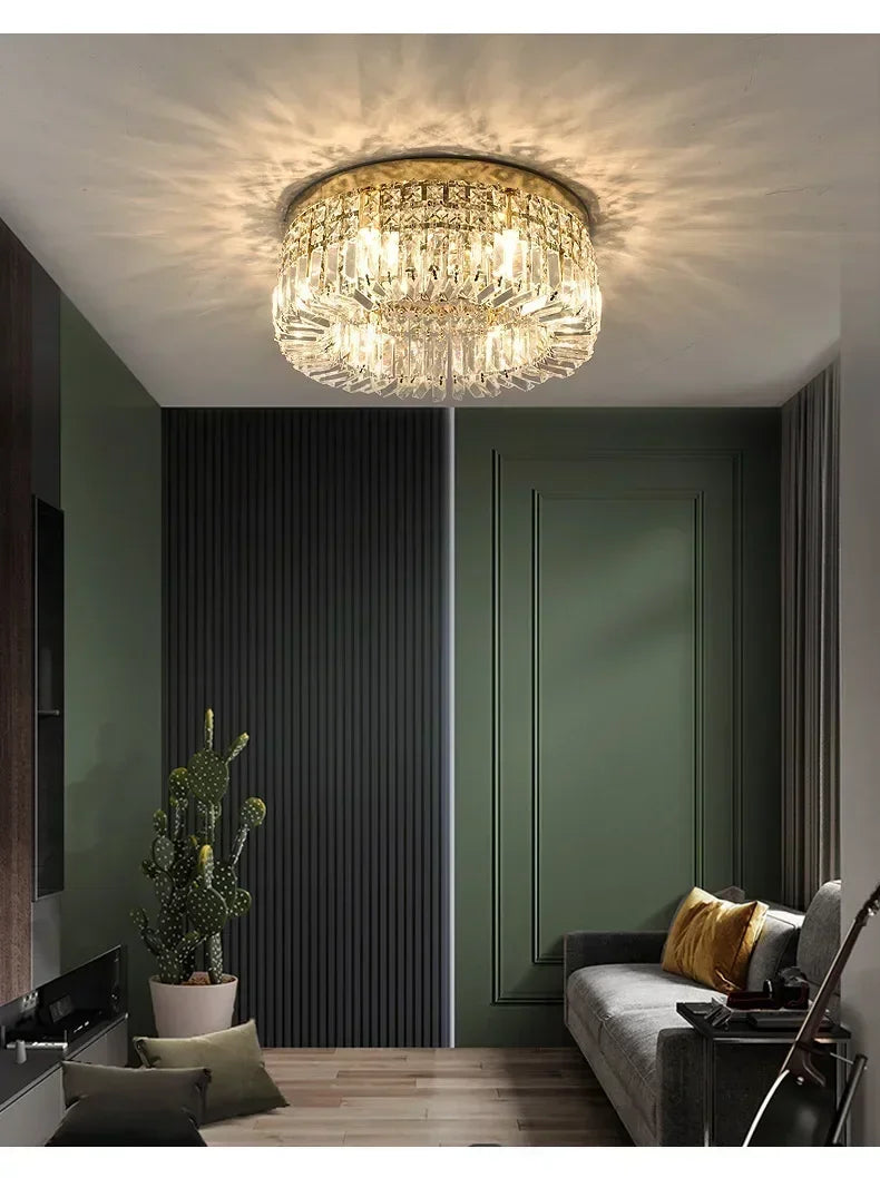 Luxury Modern Minimalist Crystal Glass Round Ceiling Chandelier for  Living Room Bedroom Study Led Indoor Lighting Decor