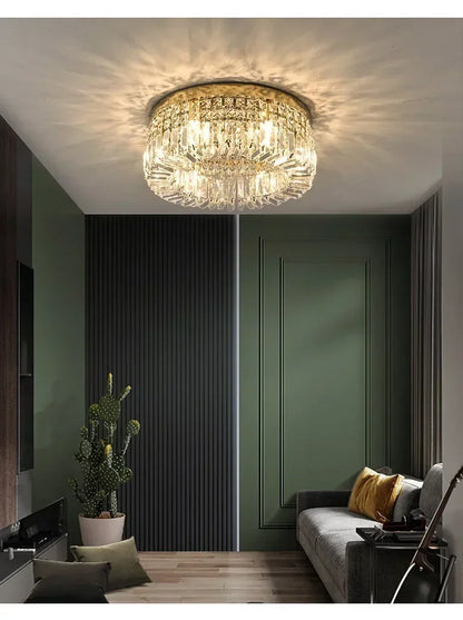 Luxury Modern Minimalist Crystal Glass Round Ceiling Chandelier for  Living Room Bedroom Study Led Indoor Lighting Decor