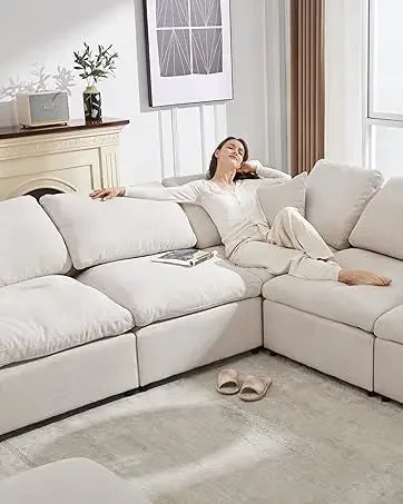 Convertible Sectional Couches for Living Room, L-Shaped Couch 3 Seats Sofas with Storage Chaise & 2 Cup Holders, Small Sofa