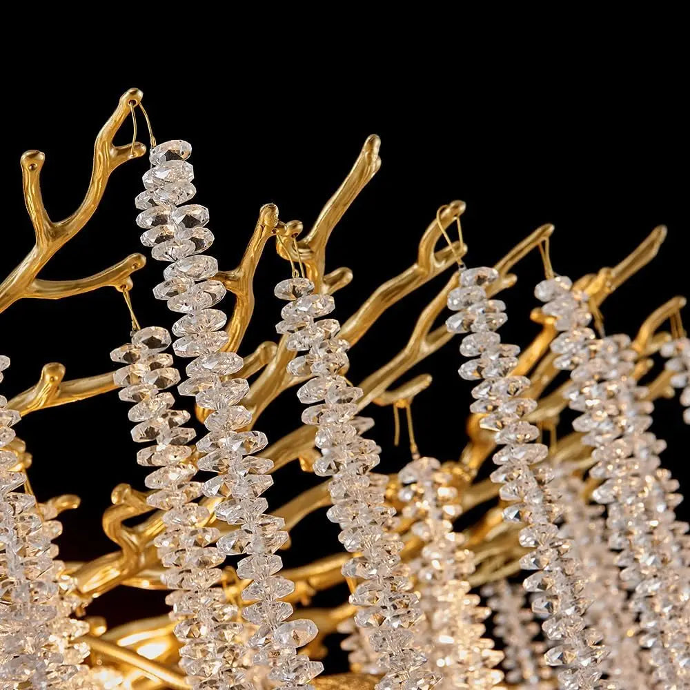 Modern Black Luxury Round Tree Branches Chandelier Lighting for Dining Room Bedroom Table K9 Large Luxury Chandeliers for Loyer