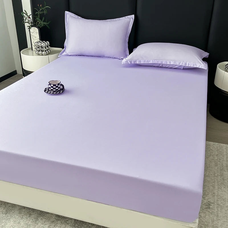Solid Color Fitted Sheet with 2 Pillowcase Hotel Luxury Deep Pocket Sheet Soft Microfiber Breathable & Comfy Bed Sheet Set, Twin