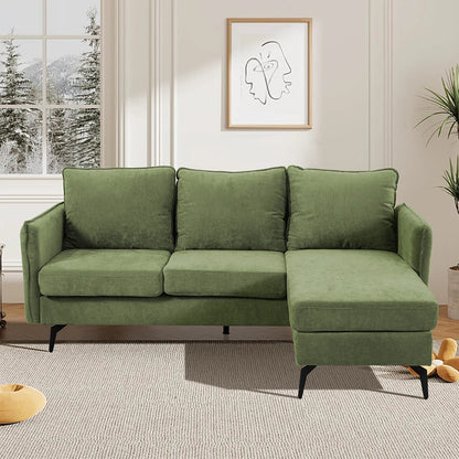 3 Seater Upholstered Corner Sectional Sofa Modern L-Shape Living Room Sofa, 193x136x73cm