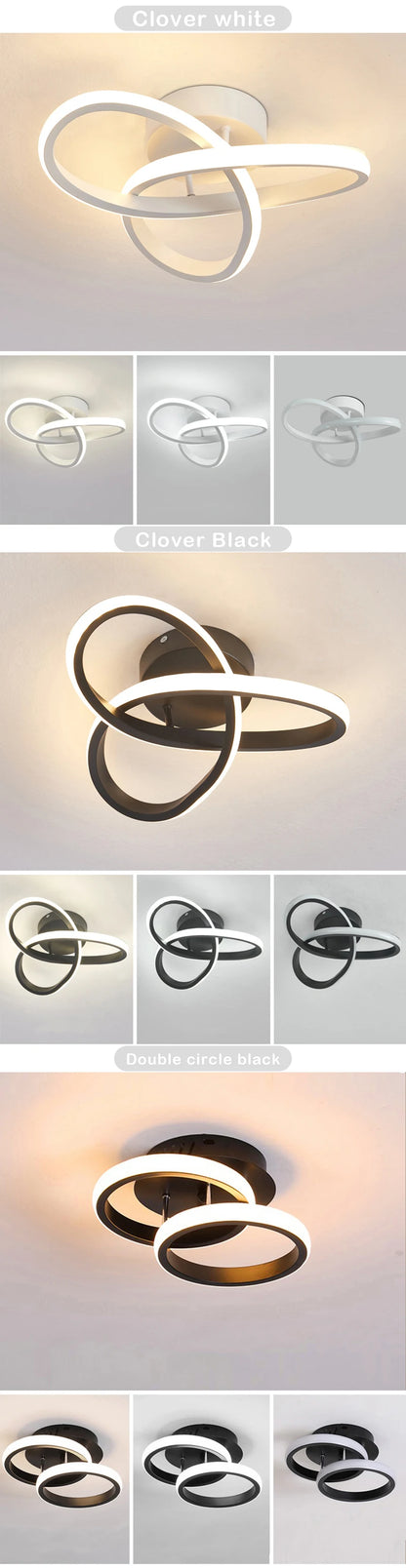 Household LED Chandelier Three Colors Lamp Modern Style Ceiling Lamp Bedroom Light Surface Installation AC 220V Dining Room Lamp