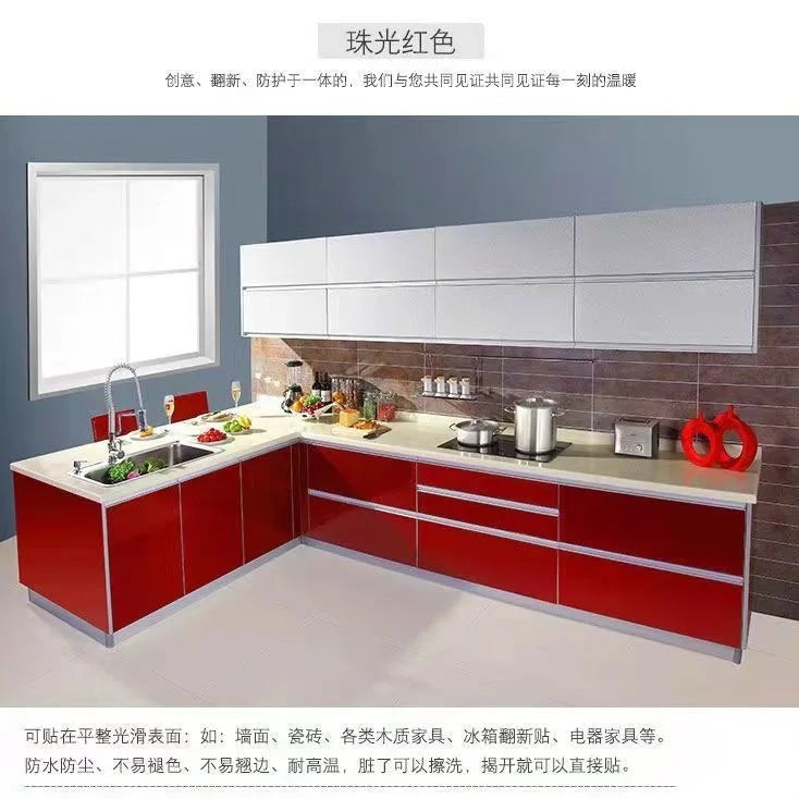 80cm Solid Color Decorative Film PVC Self Adhesive Wall Paper Furniture Renovation Stickers Kitchen Cabinet Waterproof Wallpaper