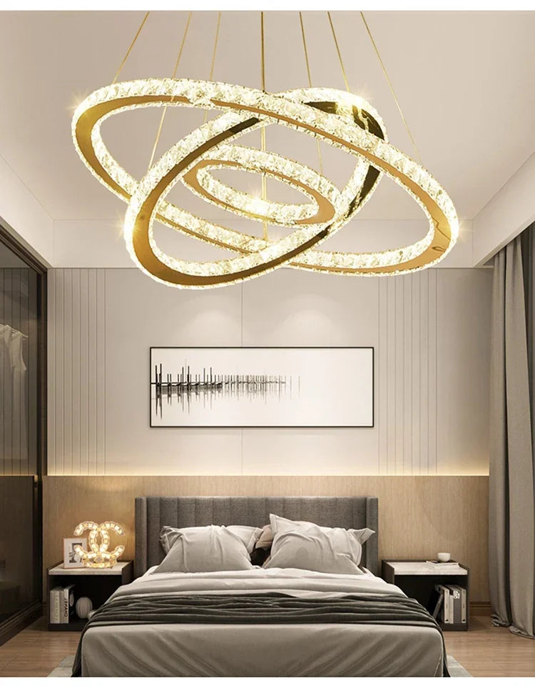 2024 Modern Crystal Ceiling Hanging Chandeliers for Living Dining Table Room Bedroom Lamps Home Decorations Pendant Light Lustre