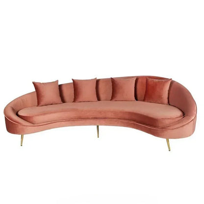 Curved Sofa, Light Gray Color, Fabric Sofa, Modern Minimalist Design, Irregular-shaped Double-person and Triple-person Sofa