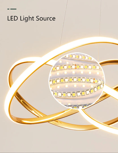 LED Gold Chandelier Modern Home Lighting For Living Room Dining Room Bedroom Kitchen Ceiling Decoration Lustre Hanging Lamp