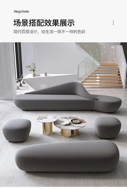Beige Living Room Sofa European Nordic Sectional Curved Lounge Chaise Couch Puffs Double Lazy Italian Divano Soggiorno Furniture