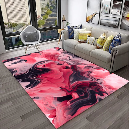 HD Colour Fluid Irregular Illusion Marble 3D Carpet Rug for Home Living Room Sofa Doormat Decor,kids Area Rug Non-slip Floor Mat