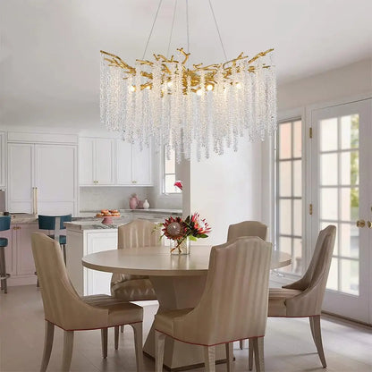 Modern Black Luxury Round Tree Branches Chandelier Lighting for Dining Room Bedroom Table K9 Large Luxury Chandeliers for Loyer
