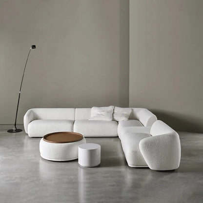 Modern Sectional Sofa Set Furniture Velvet Fabric Round White Living Room Couch Apartment Modular Semi-circular Sofa