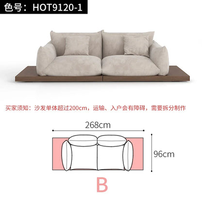 Japanese-style log wabi-sabi wind platform bread fabric sofa living room minimalist creative furniture