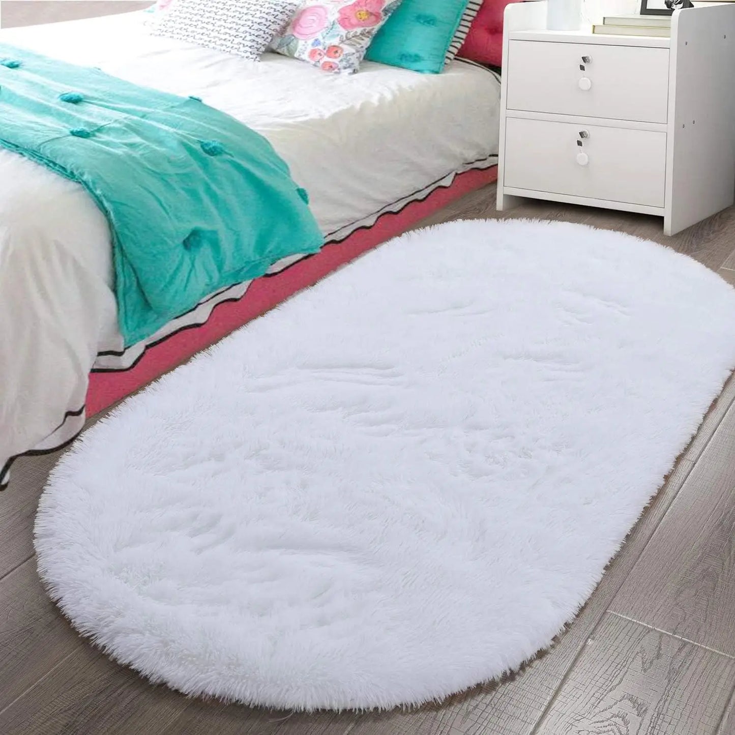 Thicken Faux Fur Area Rugs Oval fluffy Long Hair Carpet Floor mats plush Soft door Mat bedside carpets for bedroom living room