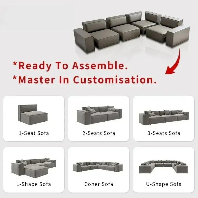 Modern KD Assembly Corner Sofa Modular Couch Fabric Gray Living Room Furniture Sectional Sofa Set sofa set living room furniture