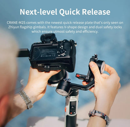 M2S 3-Axis Mirrorless Cameras Gimbal Handheld Stabilizer for Sony Canon Action Compact Camera Smartphones Vlog