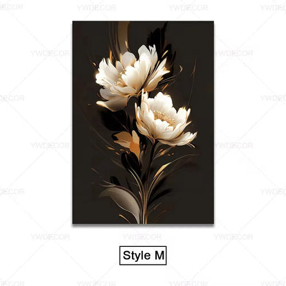 Luxury Black Gold Plant Leaves Canvas Poster Print Modern Home Abstract Wall Art Painting Living Room Luxury Decoration Gift