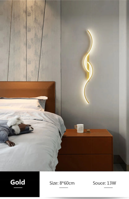 LED Wall Lamp 60/80/100CM Smart Remote Control Adjustable Color Temperature Brightness Bedroom Bedside Living Room Wall Sconces