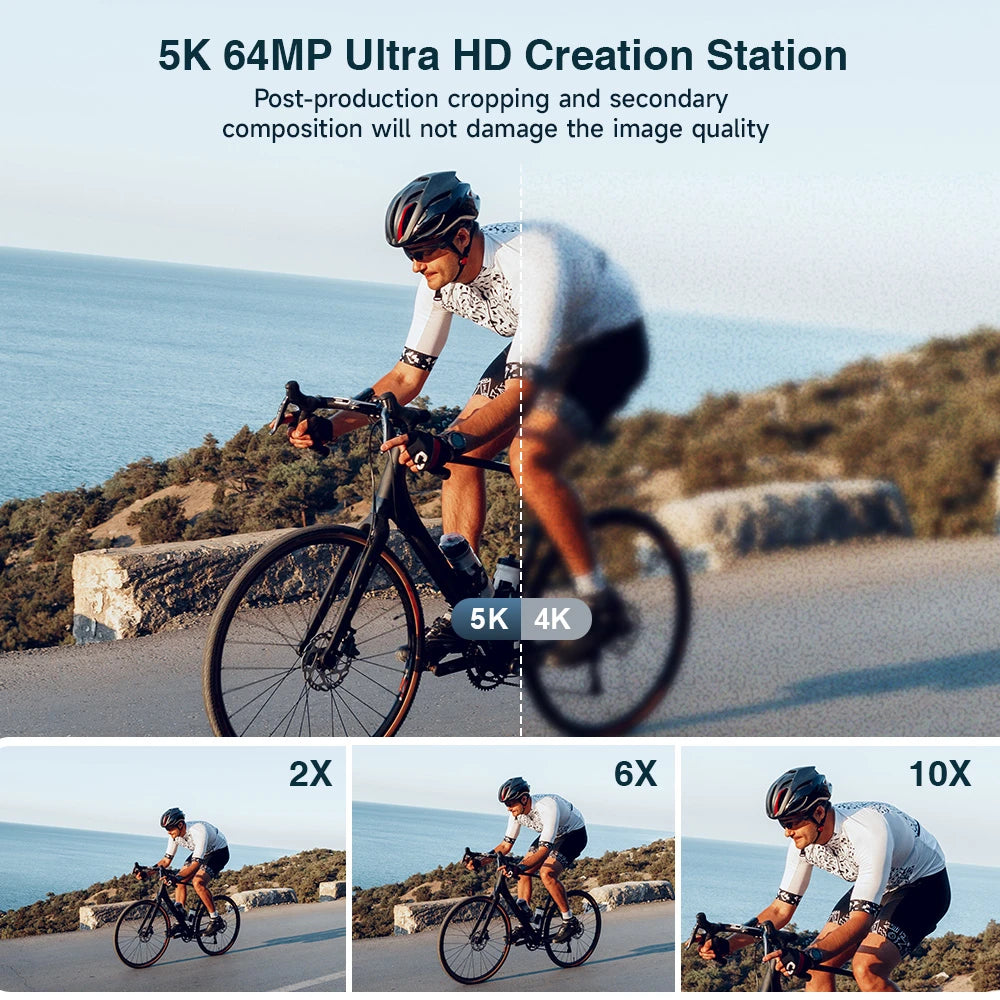 Digital Camera, 6X Optical Zoom & WiFi, 5K 30FPS 64MP Vlogging Camera, Rear & Front Cameras for Photography and Video, 64GB Card
