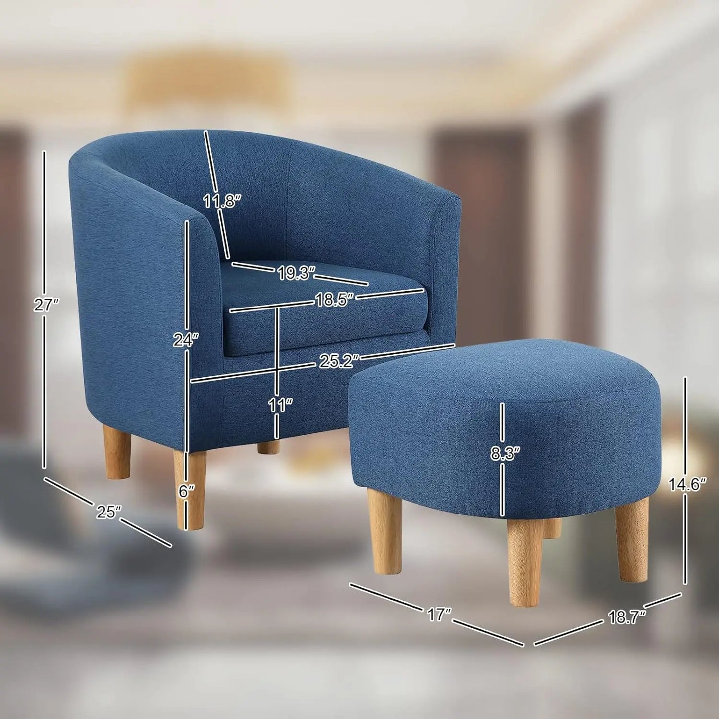 Accent Chair, Sherpa Chair White Fluffy Chair Teddy Barrel Chair with Ottoman Comfy ArmChair Footrest Set
