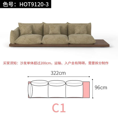 Japanese-style log wabi-sabi wind platform bread fabric sofa living room minimalist creative furniture