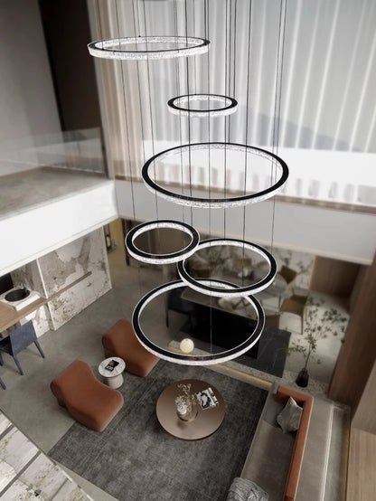 Modern ring stairs led lights pendant light lamps for living room led Chandeliers for dining room hanging light indoor lighting