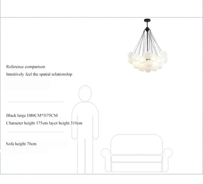 Nordic Bubble Glass Chandelier for Living Dining Table Room Decoration Frosted Glass Gold Black LED Ceiling Pendant Light
