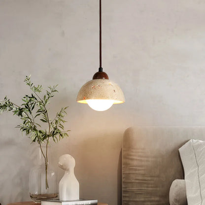 Yellow cave stone wabi-Sabi wind bedroom bedside chandelier Creative cream style homestayretro medieval restaurant small chandel