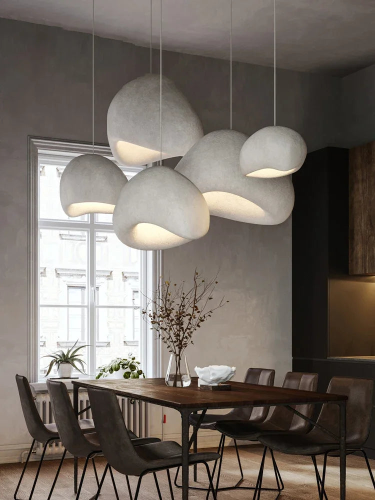 Nordic Minimalist Wabi Sabi Wind E27 LED Chandelier for Dining Room Pendant Lights Modern Bedroom Bar Loft Hanging Lamps Fixture
