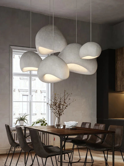 Nordic Minimalist Wabi Sabi Wind E27 LED Chandelier for Dining Room Pendant Lights Modern Bedroom Bar Loft Hanging Lamps Fixture