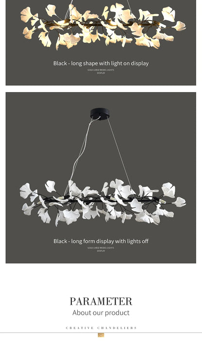 Nordic gingko leaf LED chandelier modern Kitchen living room Bedroom Dining room round interior loft ceiling hanging light