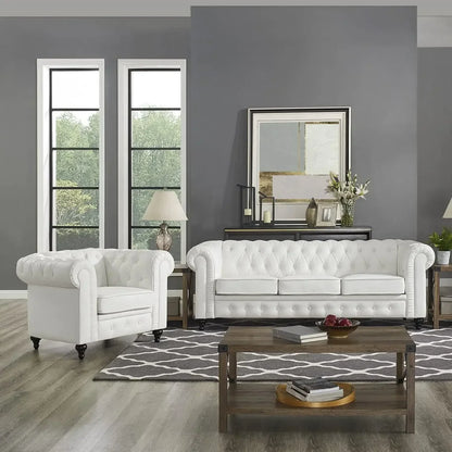 Sofa Set Living Room Chair Juegos Leather Couch Sofa Chair for Bedroom Modern Chesterfield Tufted Leather Chair Leather Sofas